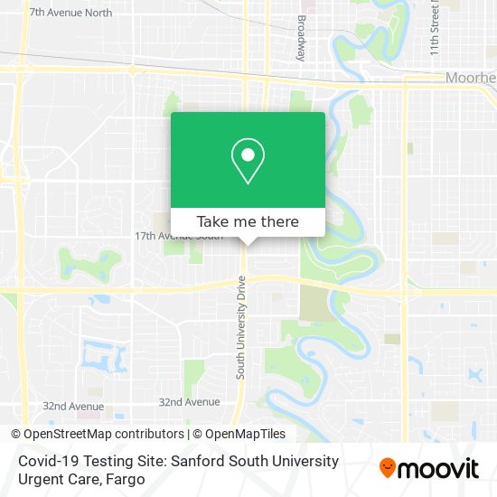 Mapa de Covid-19 Testing Site: Sanford South University Urgent Care