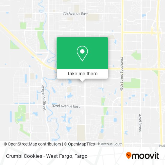 Mapa de Crumbl Cookies - West Fargo