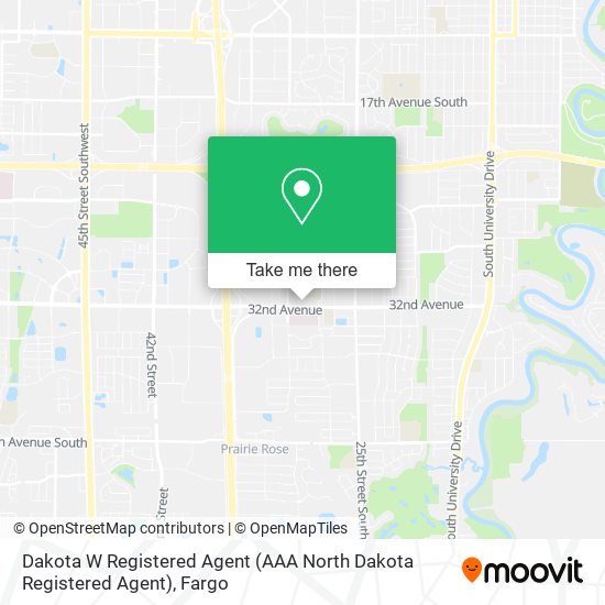 Mapa de Dakota W Registered Agent (AAA North Dakota Registered Agent)