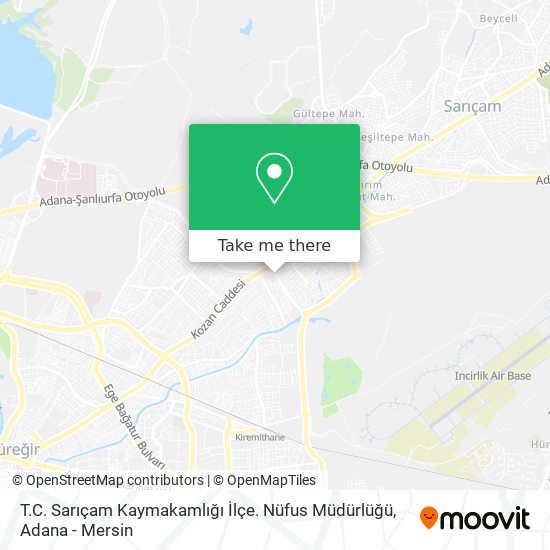 T.C. Sarıçam Kaymakamlığı İlçe. Nüfus Müdürlüğü map
