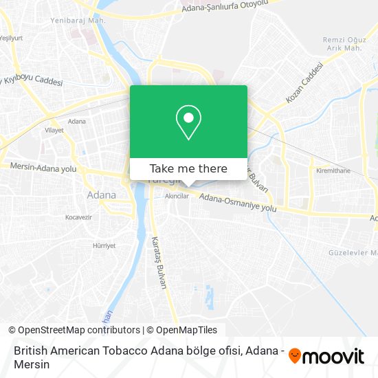 British American Tobacco Adana bölge ofisi map