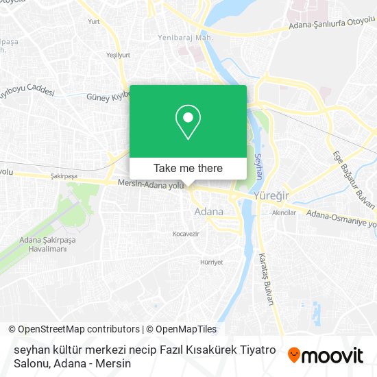 seyhan kültür merkezi necip Fazıl Kısakürek Tiyatro Salonu map