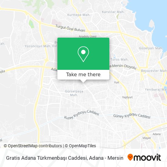 Gratis Adana Türkmenbaşı Caddesi map