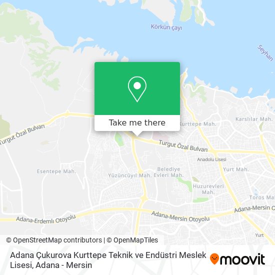 Adana Çukurova Kurttepe Teknik ve Endüstri Meslek Lisesi map