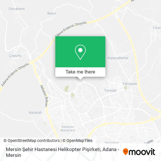 Mersin Şehir Hastanesi Helikopter Pişirketi map