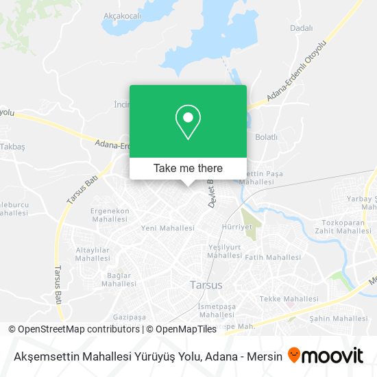 Akşemsettin Mahallesi Yürüyüş Yolu map