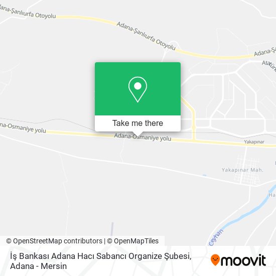 İş Bankası Adana Hacı Sabancı Organize Şubesi map