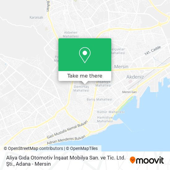 Aliya Gıda Otomotiv İnşaat Mobilya San. ve Tic. Ltd. Şti. map