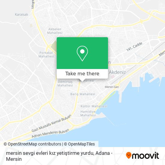 mersin sevgi evleri kız yetiştirme yurdu map