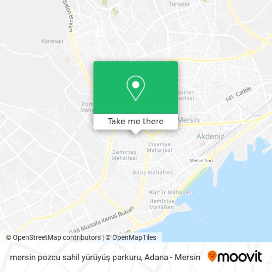 mersin pozcu sahil yürüyüş parkuru map