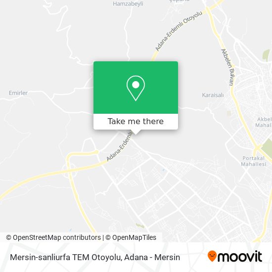 Mersin-sanliurfa TEM Otoyolu map