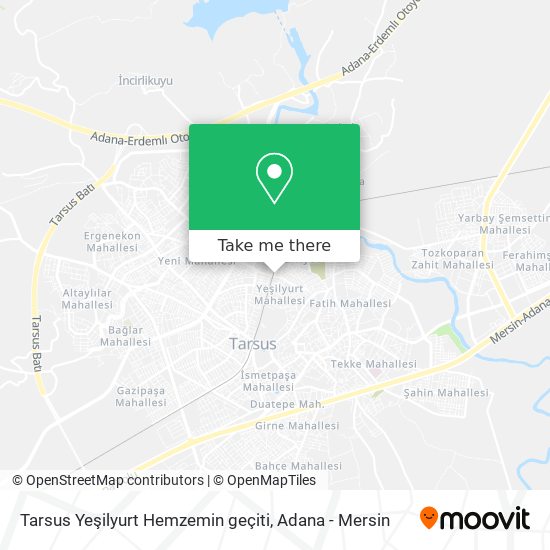 Tarsus Yeşilyurt Hemzemin geçiti map