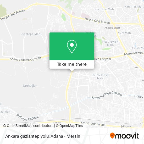 Ankara gaziantep yolu map