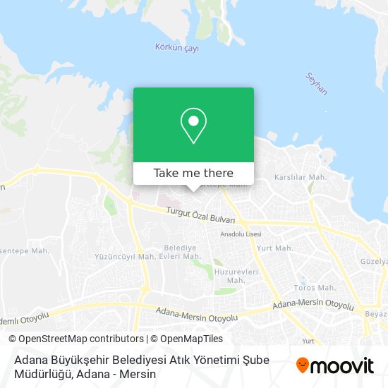 Adana Büyükşehir Belediyesi Atık Yönetimi Şube Müdürlüğü map