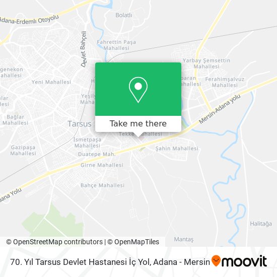 70. Yıl Tarsus Devlet Hastanesi İç Yol map