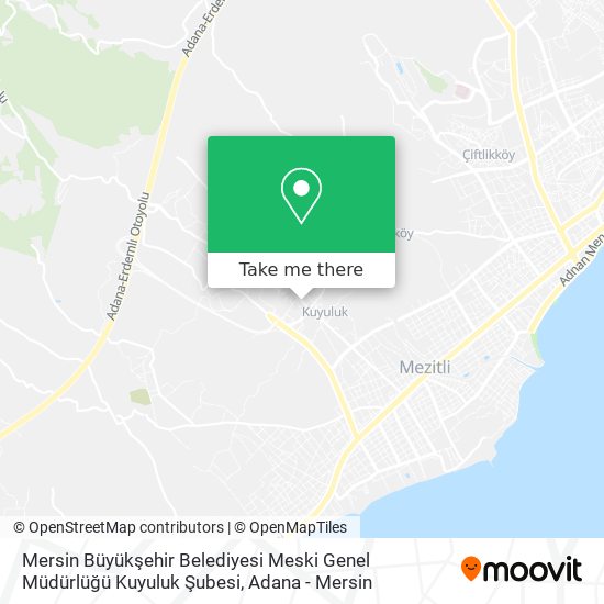 Mersin Büyükşehir Belediyesi Meski Genel Müdürlüğü Kuyuluk Şubesi map