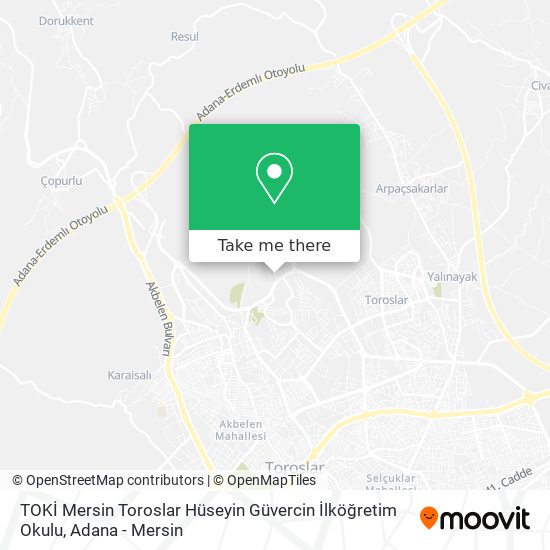 TOKİ Mersin Toroslar Hüseyin Güvercin İlköğretim Okulu map