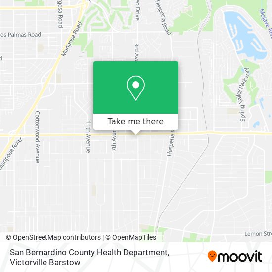 Mapa de San Bernardino County Health Department