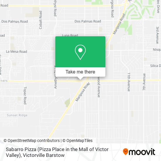 Mapa de Sabarro Pizza (Pizza Place in the Mall of Victor Valley)