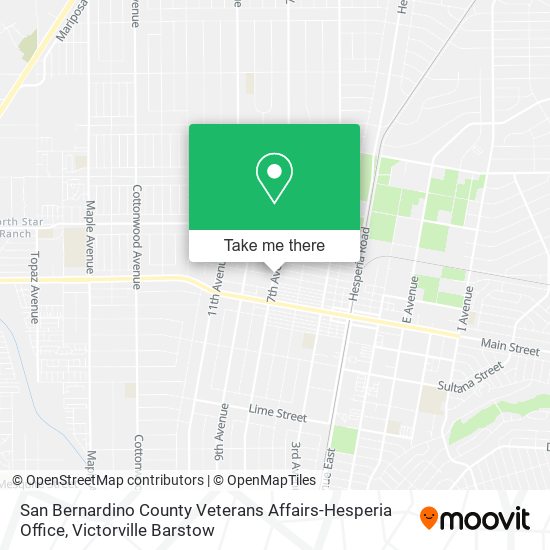 San Bernardino County Veterans Affairs-Hesperia Office map