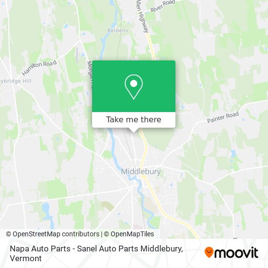 Mapa de Napa Auto Parts - Sanel Auto Parts Middlebury