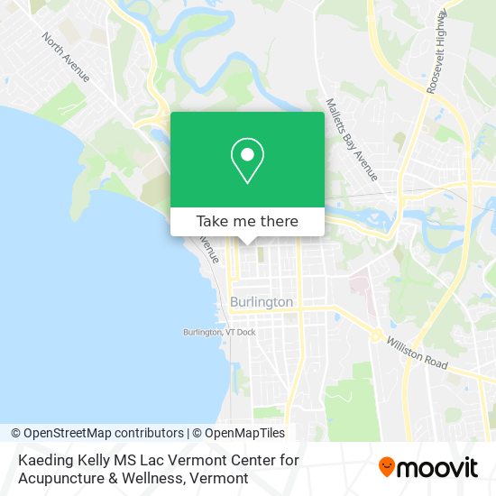 Mapa de Kaeding Kelly MS Lac Vermont Center for Acupuncture & Wellness