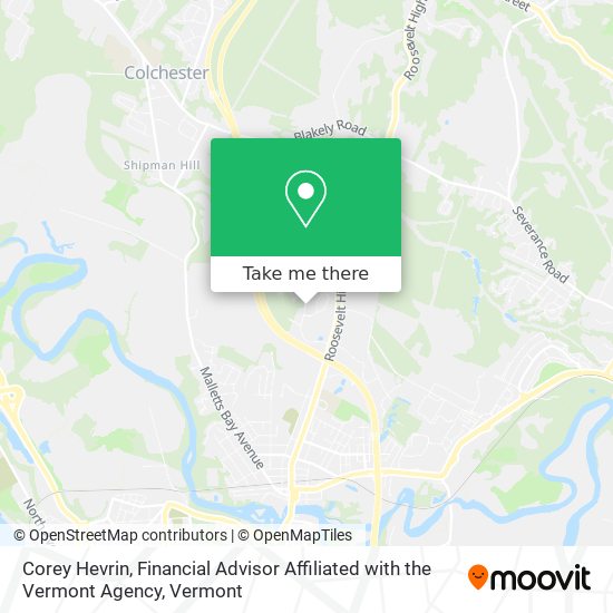 Mapa de Corey Hevrin, Financial Advisor Affiliated with the Vermont Agency