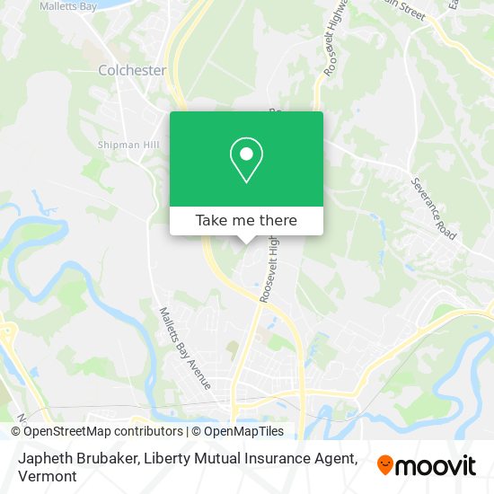 Mapa de Japheth Brubaker, Liberty Mutual Insurance Agent
