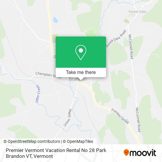 Mapa de Premier Vermont Vacation Rental No 28 Park Brandon VT