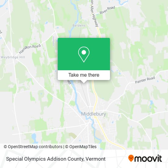 Special Olympics Addison County map