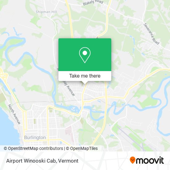 Airport Winooski Cab map