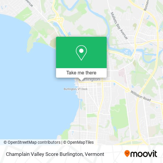 Champlain Valley Score Burlington map