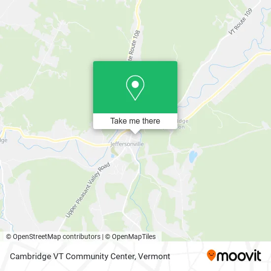 Cambridge VT Community Center map