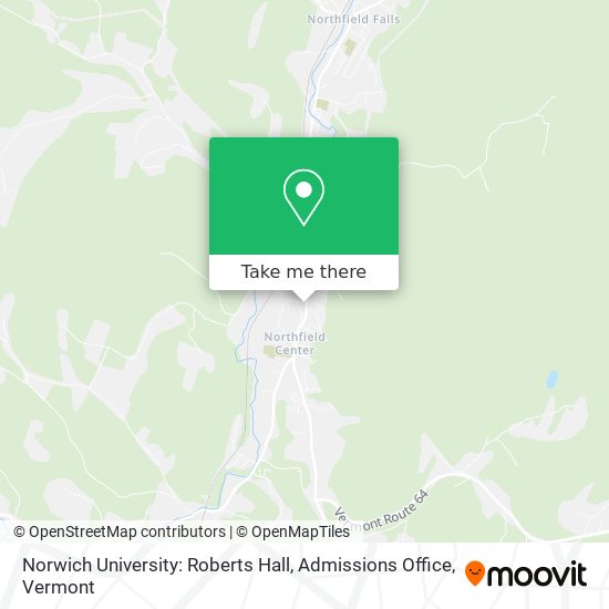 Norwich University: Roberts Hall, Admissions Office map