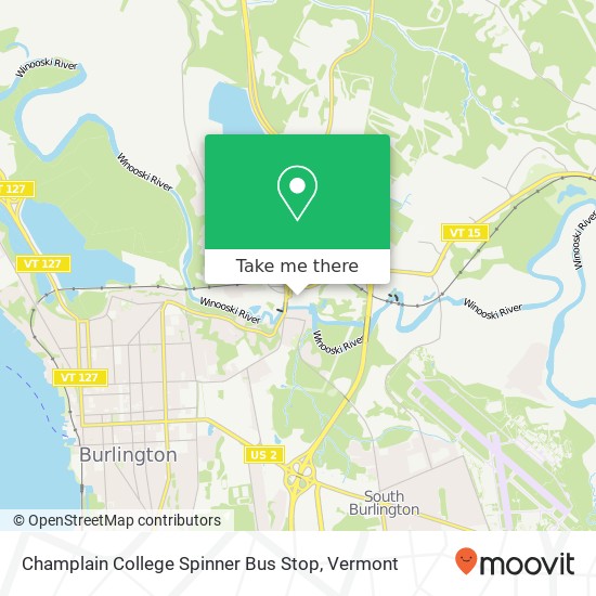 Champlain College Spinner Bus Stop map
