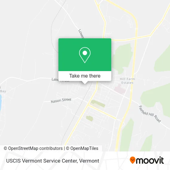 Mapa de USCIS Vermont Service Center