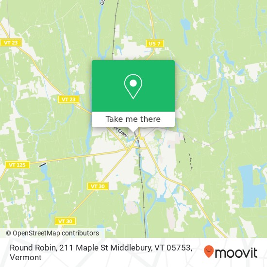 Mapa de Round Robin, 211 Maple St Middlebury, VT 05753