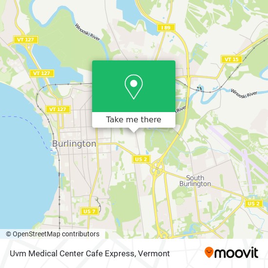 Mapa de Uvm Medical Center Cafe Express