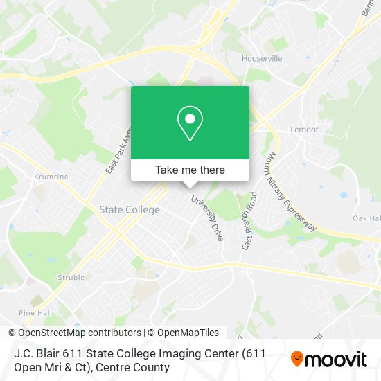 Mapa de J.C. Blair 611 State College Imaging Center (611 Open Mri & Ct)
