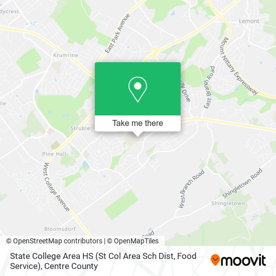 Mapa de State College Area HS (St Col Area Sch Dist, Food Service)
