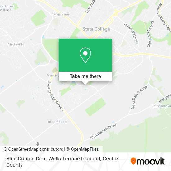 Blue Course Dr at Wells Terrace Inbound map