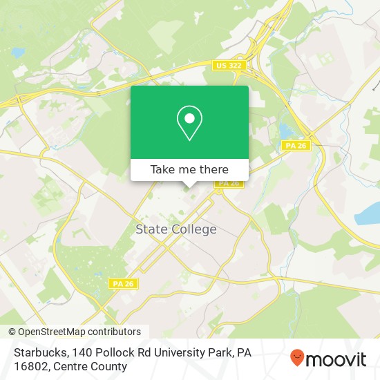 Mapa de Starbucks, 140 Pollock Rd University Park, PA 16802