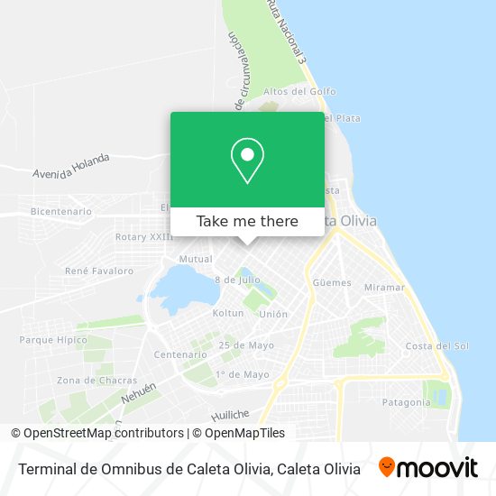 Mapa de Terminal de Omnibus de Caleta Olivia