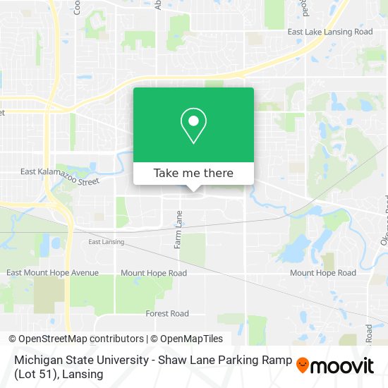 Michigan State University - Shaw Lane Parking Ramp (Lot 51) map