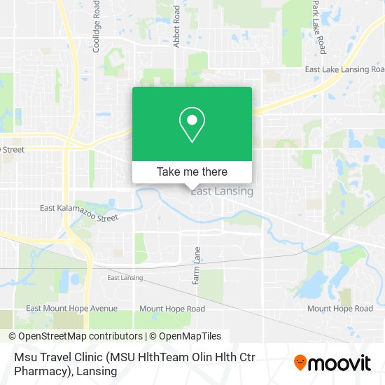 Mapa de Msu Travel Clinic (MSU HlthTeam Olin Hlth Ctr Pharmacy)