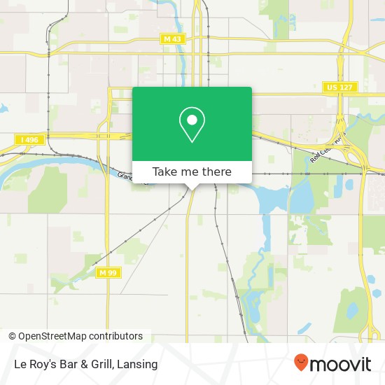 Mapa de Le Roy's Bar & Grill, 1526 S Cedar St Lansing, MI 48910