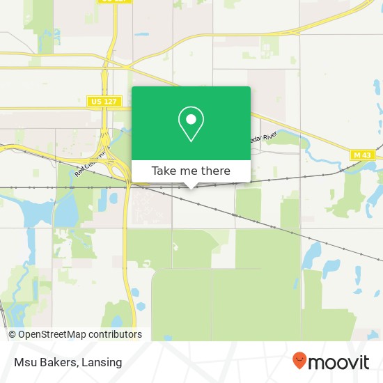 Mapa de Msu Bakers, 171 Service Rd East Lansing, MI 48824