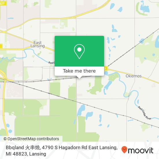 Mapa de Bbqland 火串燒, 4790 S Hagadorn Rd East Lansing, MI 48823