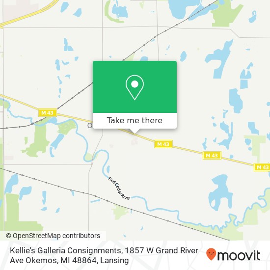 Mapa de Kellie's Galleria Consignments, 1857 W Grand River Ave Okemos, MI 48864