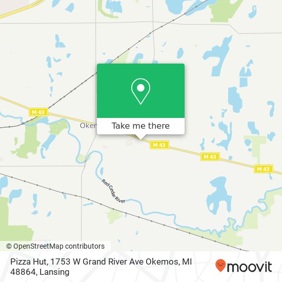 Mapa de Pizza Hut, 1753 W Grand River Ave Okemos, MI 48864